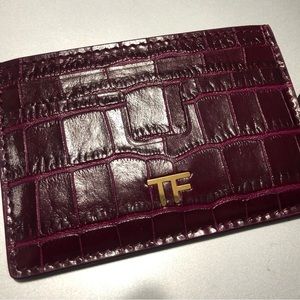 Tom Ford Glossy Printed Croc Classic Cardholder